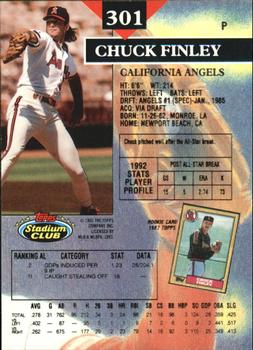 1993 Stadium Club - Members Only #301 Chuck Finley Back
