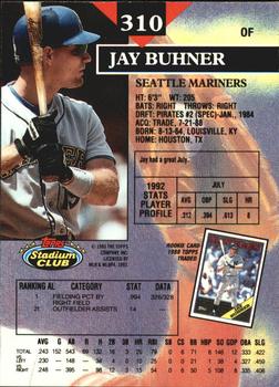 1993 Stadium Club - Members Only #310 Jay Buhner Back