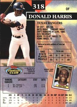 1993 Stadium Club - Members Only #318 Donald Harris Back