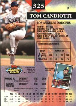 1993 Stadium Club - Members Only #325 Tom Candiotti Back