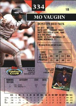 1993 Stadium Club - Members Only #334 Mo Vaughn Back