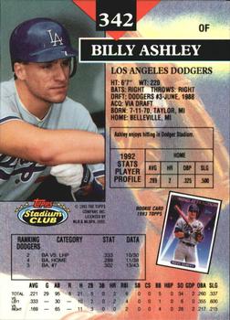 1993 Stadium Club - Members Only #342 Billy Ashley Back