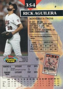1993 Stadium Club - Members Only #354 Rick Aguilera Back