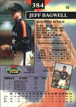1993 Stadium Club - Members Only #384 Jeff Bagwell Back