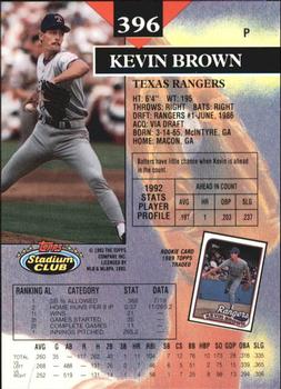 1993 Stadium Club - Members Only #396 Kevin Brown Back