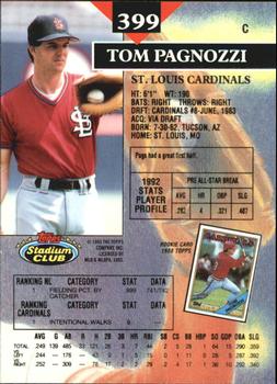 1993 Stadium Club - Members Only #399 Tom Pagnozzi Back