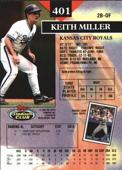 1993 Stadium Club - Members Only #401 Keith Miller Back