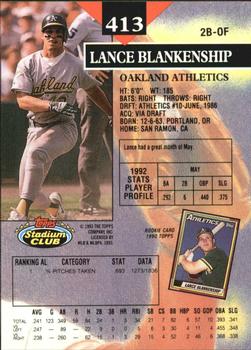 1993 Stadium Club - Members Only #413 Lance Blankenship Back