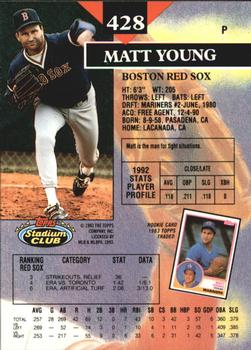 1993 Stadium Club - Members Only #428 Matt Young Back