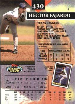 1993 Stadium Club - Members Only #430 Hector Fajardo Back