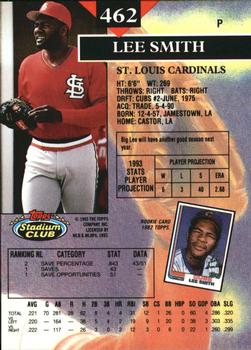 1993 Stadium Club - Members Only #462 Lee Smith Back