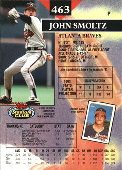 1993 Stadium Club - Members Only #463 John Smoltz Back