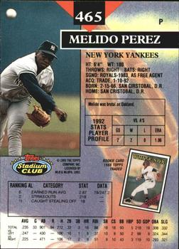 1993 Stadium Club - Members Only #465 Melido Perez Back