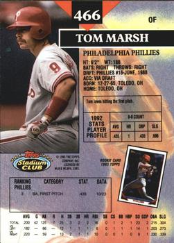 1993 Stadium Club - Members Only #466 Tom Marsh Back