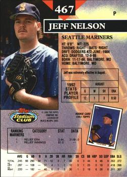 1993 Stadium Club - Members Only #467 Jeff Nelson Back