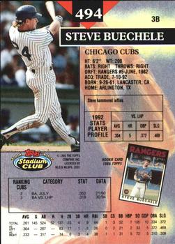 1993 Stadium Club - Members Only #494 Steve Buechele Back