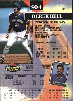 1993 Stadium Club - Members Only #504 Derek Bell Back