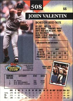 1993 Stadium Club - Members Only #508 John Valentin Back