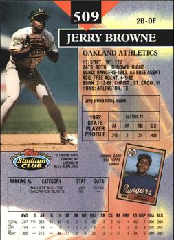 1993 Stadium Club - Members Only #509 Jerry Browne Back