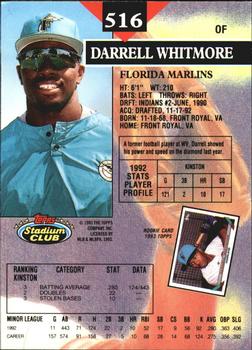 1993 Stadium Club - Members Only #516 Darrell Whitmore Back
