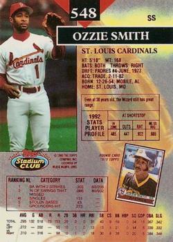 1993 Stadium Club - Members Only #548 Ozzie Smith Back