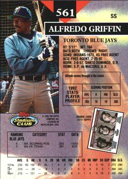 1993 Stadium Club - Members Only #561 Alfredo Griffin Back