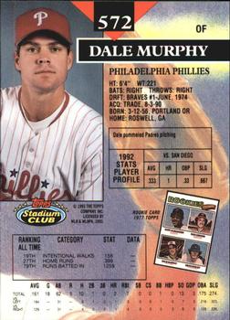 1993 Stadium Club - Members Only #572 Dale Murphy Back