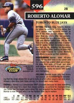 1993 Stadium Club - Members Only #596 Roberto Alomar Back