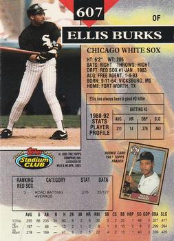 1993 Stadium Club - Members Only #607 Ellis Burks Back