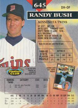 1993 Stadium Club - Members Only #645 Randy Bush Back