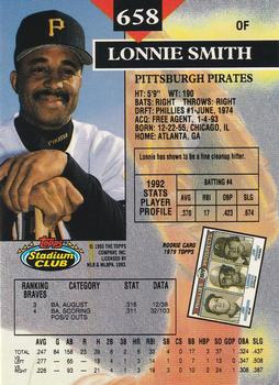 1993 Stadium Club - Members Only #658 Lonnie Smith Back
