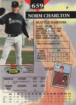 1993 Stadium Club - Members Only #659 Norm Charlton Back