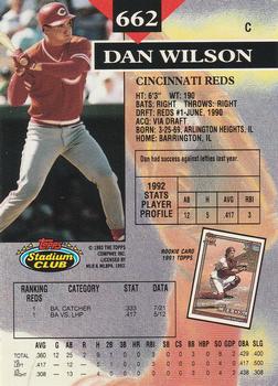 1993 Stadium Club - Members Only #662 Dan Wilson Back
