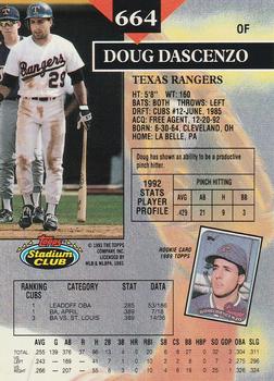 1993 Stadium Club - Members Only #664 Doug Dascenzo Back
