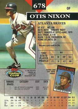 1993 Stadium Club - Members Only #678 Otis Nixon Back