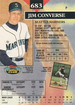 1993 Stadium Club - Members Only #683 Jim Converse Back
