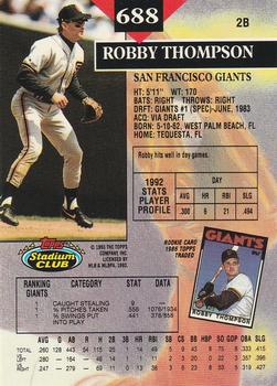 1993 Stadium Club - Members Only #688 Robby Thompson Back