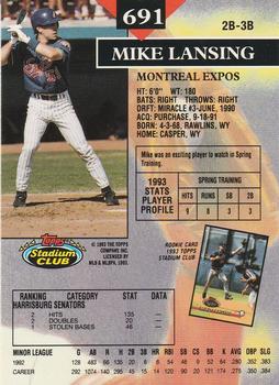 1993 Stadium Club - Members Only #691 Mike Lansing Back
