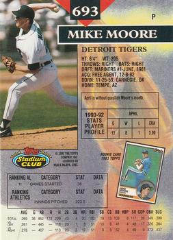 1993 Stadium Club - Members Only #693 Mike Moore Back