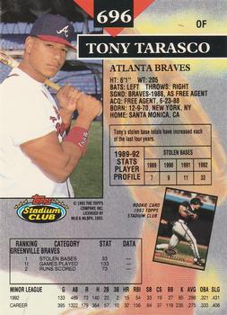 1993 Stadium Club - Members Only #696 Tony Tarasco Back
