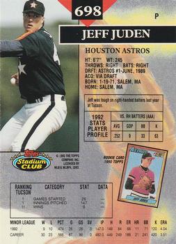 1993 Stadium Club - Members Only #698 Jeff Juden Back
