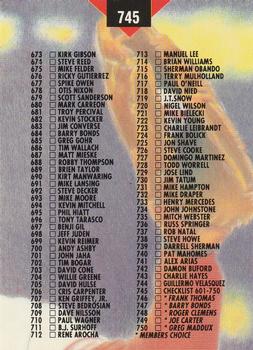 1993 Stadium Club - Members Only #745 Checklist: 601-750 Back