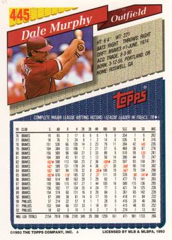 1993 Topps - Gold #445 Dale Murphy Back