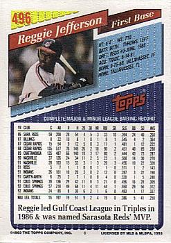 1993 Topps - Gold #496 Reggie Jefferson Back