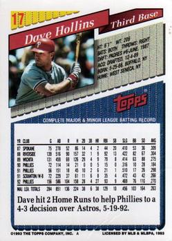 1993 Topps - Gold #17 Dave Hollins Back