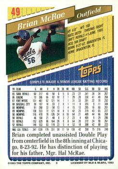 1993 Topps - Gold #49 Brian McRae Back