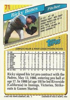 1993 Topps - Gold #71 Ricky Bones Back