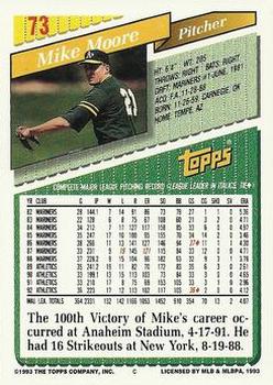 1993 Topps - Gold #73 Mike Moore Back