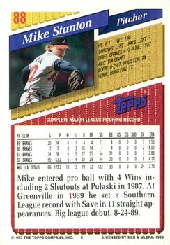 1993 Topps - Gold #88 Mike Stanton Back
