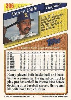 1993 Topps - Gold #206 Henry Cotto Back